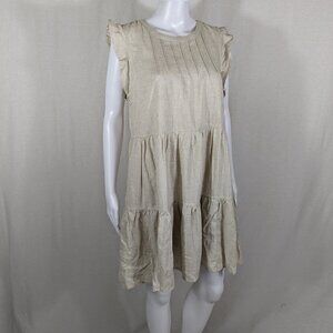 New In Tan Ruffled Babydoll Dress Women's Size Large Brand New with Tags